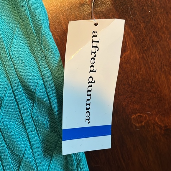 NWT vintage Alfred Dunner acrylic short sleeved teal knit sweater, women’s XL - Picture 4 of 6
